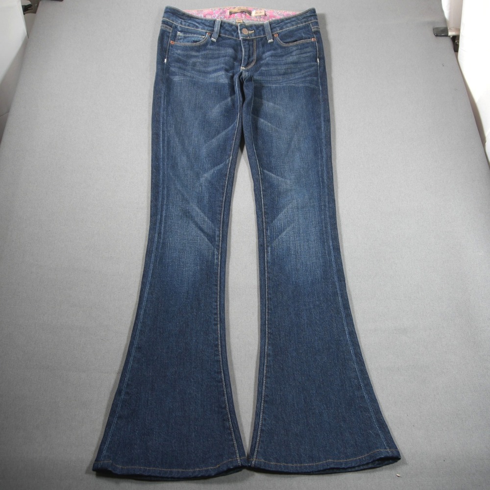 Y2K VTG Paige Lou Lou Low Rise Bootcut Women Jeans 27x32 Fade Dark Wash Wetern